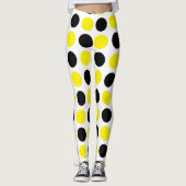Zwarte en gele pokadots leggings (Voorkant)