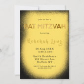 Zwarte en gele roke bat Mitzvah-uitnodigingen (Voorkant)