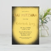 Zwarte en gele roke bat Mitzvah-uitnodigingen (Staand voorkant)