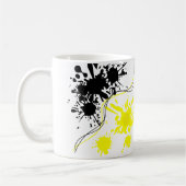 Zwarte en gele spatverf koffiemok (Links)