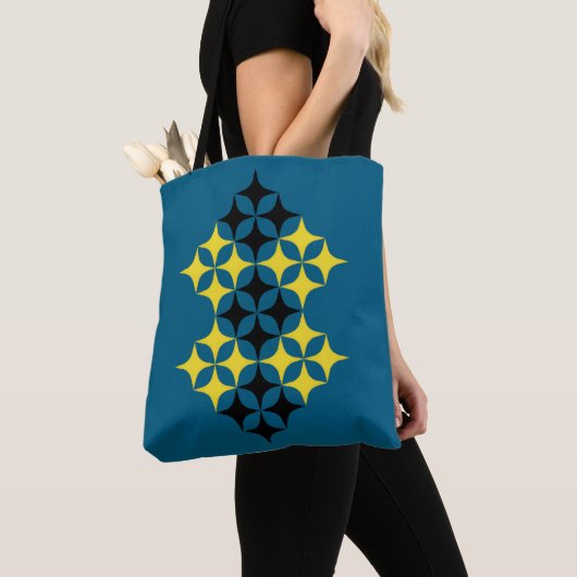 Zwarte en Gele Sterren Tote Bag (Dichtbij)