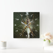 Zwarte en gele tuinspin vierkante klok (Huis)