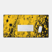 Zwarte en gele verfspatten bureaumat (Keyboard & Muis)