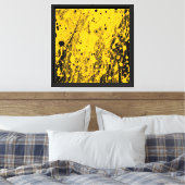 Zwarte en gele verfspatten canvas afdruk (Insitu (Slaapkamer))