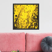 Zwarte en gele verfspatten canvas afdruk (Insitu (Woonkamer))