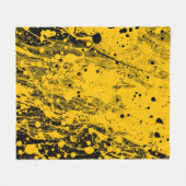 Zwarte en gele verfspatten fleece deken (Voorkant (Horizontaal))
