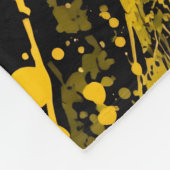 Zwarte en gele verfspatten fleece deken (Hoek)
