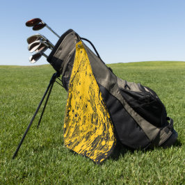 Zwarte en gele verfspatten golfhanddoek
