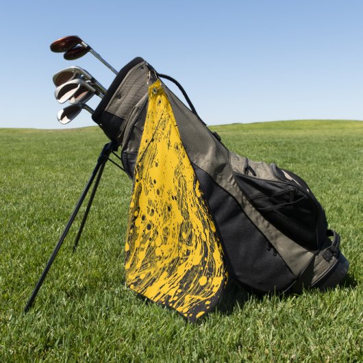 Zwarte en gele verfspatten golfhanddoek (Groen)