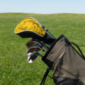 Zwarte en gele verfspatten golfheadcover (Insitu)