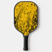Zwarte en gele verfspatten pickleball paddle (Achterkant)