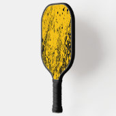 Zwarte en gele verfspatten pickleball paddle (Links)