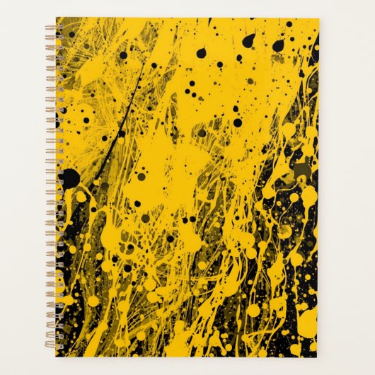 Zwarte en gele verfspatten planner (Voorkant)