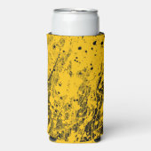 Zwarte en gele verfspatten seltzer blikjeskoeler (Seltzer Voorkant)