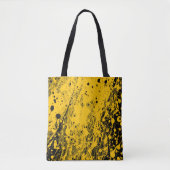 Zwarte en gele verfspatten tote bag (Voorkant)