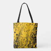 Zwarte en gele verfspatten tote bag (Achterkant)