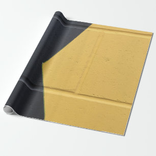 Zwarte en gele verfwand cadeaupapier