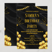 Zwarte en gele verjaardag uitnodiging (Voorkant / Achterkant)