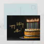 Zwarte en gele verjaardagstaart briefkaart (Voorkant / Achterkant)