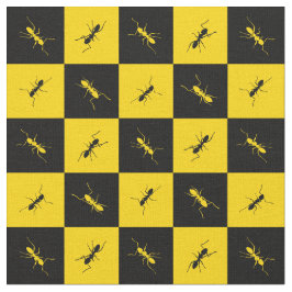 Zwarte en gele vierkantsstrijken stof