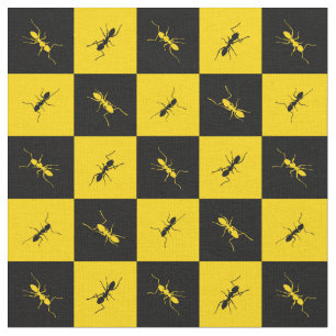 Zwarte en gele vierkantsstrijken stof