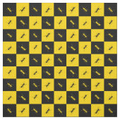 Zwarte en gele vierkantsstrijken stof (Swatch)