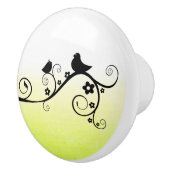 Zwarte en gele vogel op Branch Whimsical Keramische Knop (Rechts)