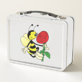 Zwarte en gele wesp met rode roos (Achterkant)