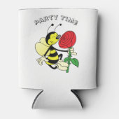 Zwarte en gele wesp van hoornhout met een rode roo blikjeskoeler (Voorkant)