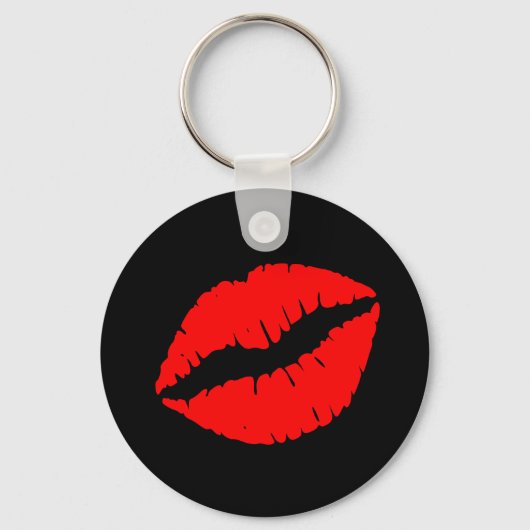 Zwarte en Girly Red Lips Sleutelhanger (Voorkant)