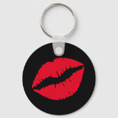 Zwarte en Girly Red Lips Sleutelhanger (Voorkant)