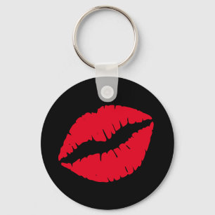 Zwarte en Girly Red Lips Sleutelhanger