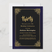 Zwarte en Gold 30e verjaardag Kaart (Voorkant)