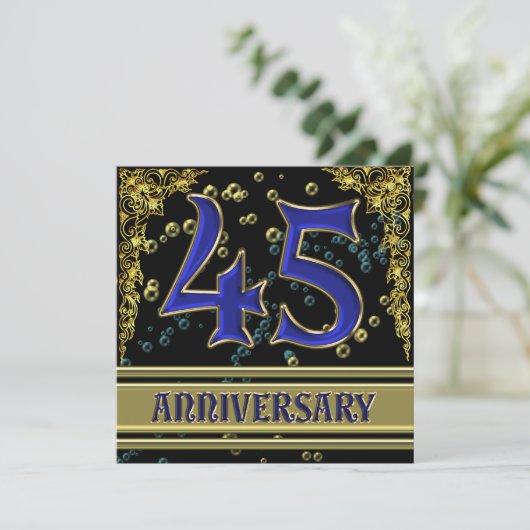 Zwarte en Gold 45e Jubileum partij Kaart (Staand voorkant)