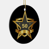 Zwarte en Gold 50e Birthday Star Keramisch Ornament (Rechts)