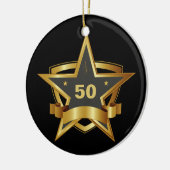 Zwarte en Gold 50e Birthday Star Keramisch Ornament (Links)