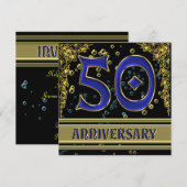 Zwarte en Gold 50e Jubileum partij Kaart (Voorkant / Achterkant)