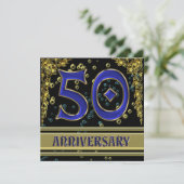 Zwarte en Gold 50e Jubileum partij Kaart (Staand voorkant)