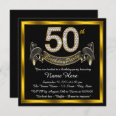 Zwarte en Gold 50e verjaardag Kaart (Voorkant / Achterkant)