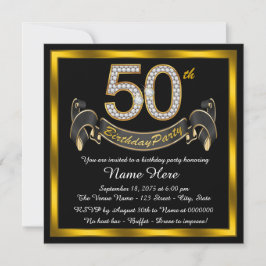 Zwarte en Gold 50e verjaardag Kaart