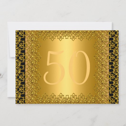 Zwarte en Gold 50e verjaardag Kaart (Achterkant)