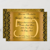 Zwarte en Gold 50e verjaardag Kaart (Voorkant / Achterkant)