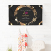 Zwarte en Gold 50e verjaardag Klassieke uitnodigin Spandoek (Insitu)