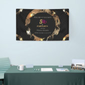 Zwarte en Gold 50e verjaardag Klassieke uitnodigin Spandoek (Beurs)