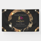 Zwarte en Gold 50e verjaardag Klassieke uitnodigin Spandoek (Horizontaal)