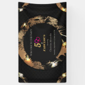 Zwarte en Gold 50e verjaardag Klassieke uitnodigin Spandoek (Verticaal)