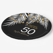 Zwarte en Gold 50e verjaardag Papieren Bordje (Gekanteld)