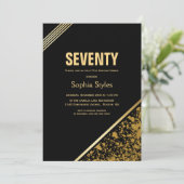 Zwarte en Gold 70e geboortedag Kaart (Staand voorkant)