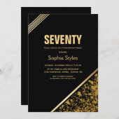 Zwarte en Gold 70e geboortedag Kaart (Voorkant / Achterkant)