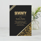 Zwarte en Gold 70e verjaardag Kaart (Staand voorkant)